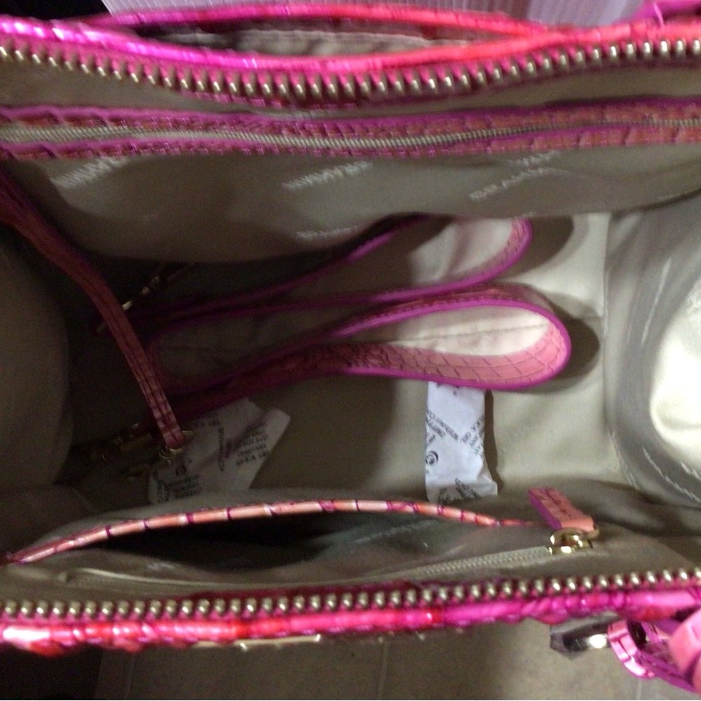 Leather Brahmin Tri-Color Caroline tote.
(Pink, Purple, Coral tones)

NWOT - Picture 14 of 16